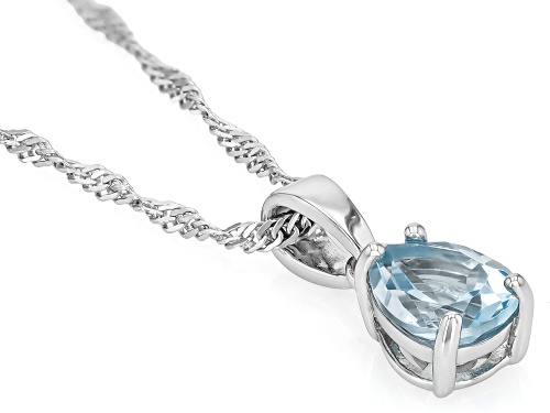 1.06ct Pear Glacier Topaz™ Rhodium Over Sterling Silver December Birthstone Pendant With Chain