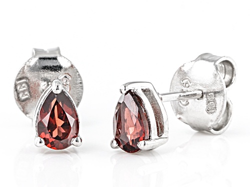 0.87ctw Pear Vermelho Garnet™ Rhodium Over Sterling Silver January Birthstone Earrings