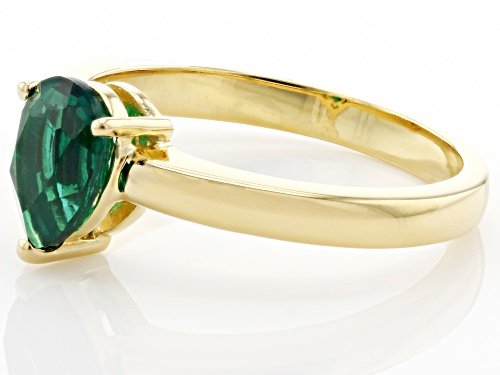 0.88ct Pear Lab Created Emerald 18K Yellow Gold Over Sterling Silver May Birthstone Ring - Size 8