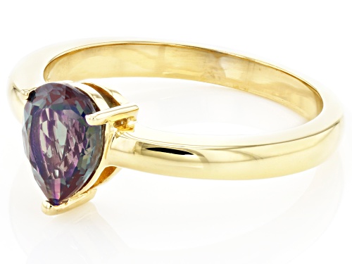 1.20ct Pear Lab Created Alexandrite 18K Yellow Gold Over Sterling Silver June Birthstone Ring - Size 7