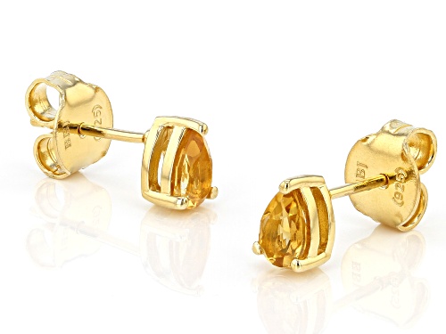0.68ctw Pear Shaped Citrine 18K Yellow Gold Over Sterling Silver November Birthstone Earrings