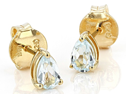 0.87ctw Pear Glacier Topaz(TM) 18K Yellow Gold Over Sterling Silver December Birthstone Earrings