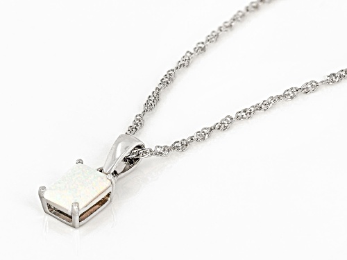0.34ct Lab Created Opal Rhodium Over Sterling Silver October Birthstone Pendant With Chain