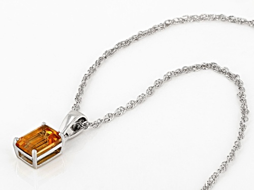 1.19ct Brazilian Citrine Rhodium Over Sterling Silver November Birthstone Pendant With Chain