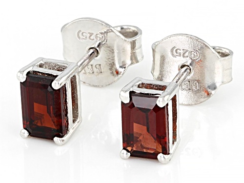 1.19ctw Rectangular Vermelho Garnet™ Rhodium Over Sterling Silver January Birthstone Earrings