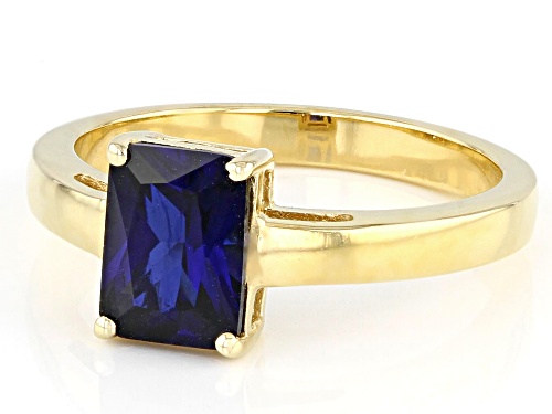 1.45ct Lab Created Blue Sapphire 18k Yellow Gold Over Sterling Silver September Birthstone Ring - Size 7
