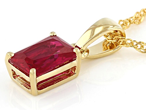 1.10ct Lab Created Ruby 18k Yellow Gold Over Silver July Birthstone Pendant With Chain