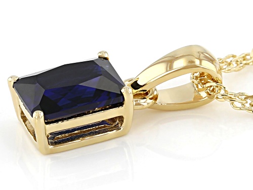 1.45ct Lab Created Blue Sapphire 18k Yellow Gold Over Sterling Silver Birthstone Pendant With Chain