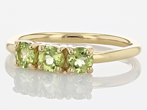 0.77ctw Manchurian Peridot™ 18k Yellow Gold Over Sterling Silver August Birthstone 3-Stone Ring - Size 8