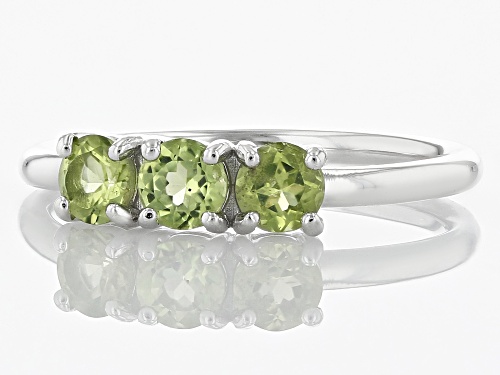 0.77ctw Round Manchurian Peridot™ Over Sterling Silver August Birthstone 3-Stone Ring - Size 9