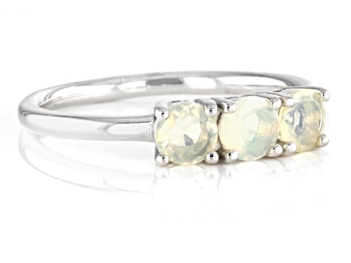 0.43ctw Round Ethiopian Opal Rhodium Sterling Silver October Birthstone 3-Stone Ring - Size 7