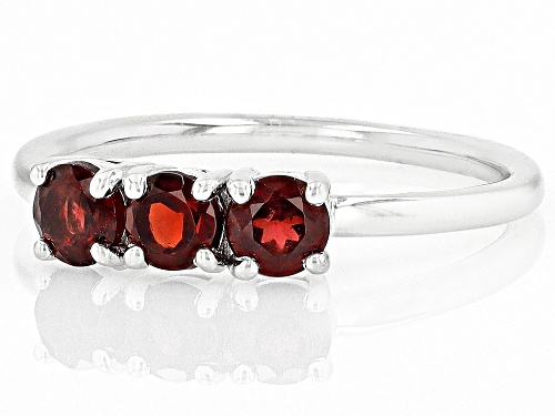 .89ctw Round Vermelho Garnet™ Rhodium Over Sterling Silver January Birthstone 3-Stone Ring - Size 9