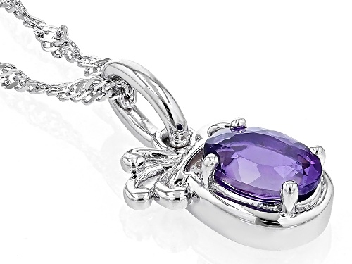 .64ct Oval African Amethyst Rhodium Over Sterling Silver Aquarius Pendant With Chain