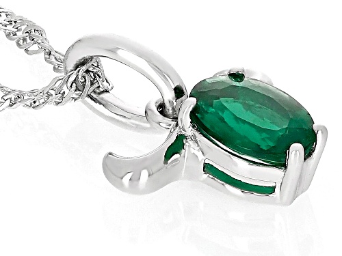 .59ct Oval Lab Created Emerald Rhodium Over Sterling Silver Taurus Pendant With Chain