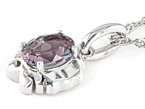 .73ct Oval Lab Created Alexandrite Rhodium Over Sterling Silver Gemini Pendant With Chain