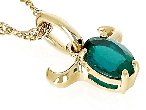 0.59ct Oval Lab Created Emerald 18k Yellow Gold Over Sterling Silver Taurus Pendant With Chain