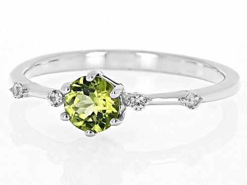 .51ct Manchurian Peridot™ with .07ctw White Zircon Rhodium Over Silver August Birthstone Ring - Size 7