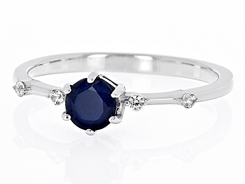 .59ct Blue Sapphire With .07ctw White Zircon Rhodium Over Sterling Silver September Birthstone Ring - Size 8