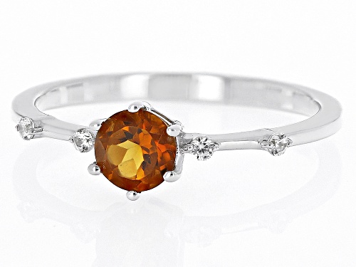 .42ct Madeira Citrine With .07ctw White Zircon Rhodium Over Sterling Silver November Birthstone Ring - Size 7