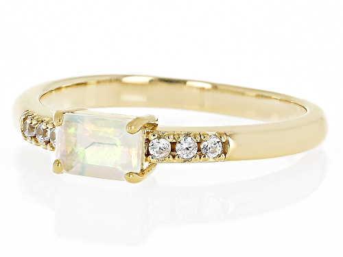 .30ct Ethiopian Opal with .07ctw White Zircon 18k Yellow Gold Over Silver October Birthstone Ring - Size 9