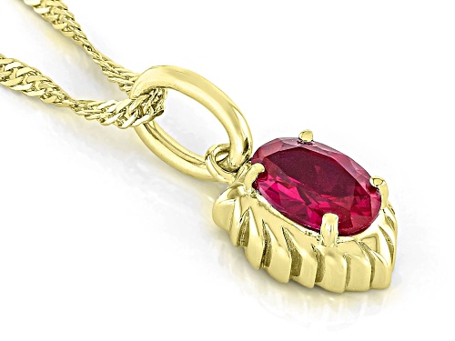 0.78ct Lab Created Ruby 18k Yellow Gold Over Sterling Silver Leo Birthstone Pendant With Chain