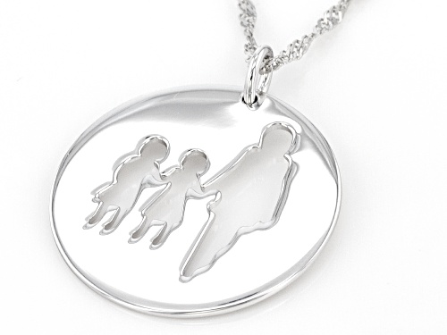 Rhodium Over Sterling Silver Family Of Three Pendant With Chain
