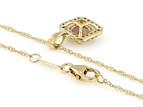 1.44ct Champagne Strontium Titanate with .15ctw Champagne Diamond 10k Yellow Gold Pendant/Chain