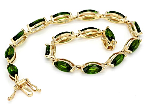 8.98ctw Marquise Chrome Diopside 10k Yellow Gold Bracelet - Size 7.25