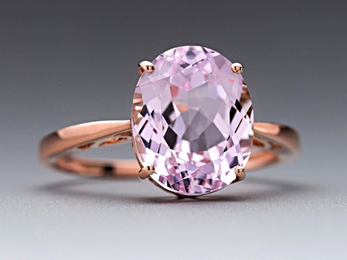 3.52ct Oval Kunzite Solitaire 10k Rose Gold Ring - Size 8