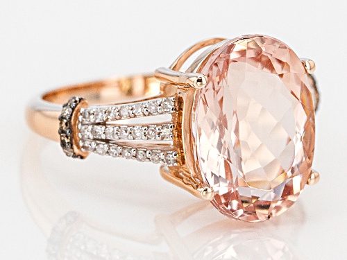 5.00ctw Oval Cor-De-Rosa Morganite™ With .22ctw White And Champagne Diamonds 10k Rose Gold Ring - Size 6.5