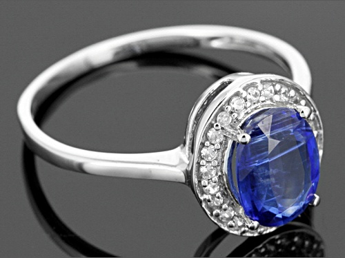 1.50ct Oval Kyanite With .11ctw Round White Zircon 10k White Gold Ring - Size 8