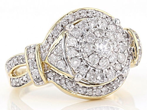 1.27ctw Round White Diamond 10k Yellow and White Gold Ring - Size 7