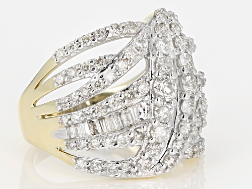 2.00ctw Round and Baguette White Diamond Ring 10k Yellow Gold Ring - Size 8