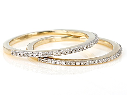 0.15ctw Round White Diamond 10k Yellow gold Set of 2 Stackable Bands - Size 6