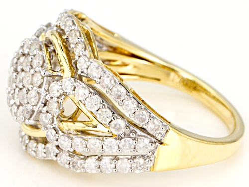 1.50ctw Round White Diamond 10k Yellow Gold Cluster Ring - Size 7