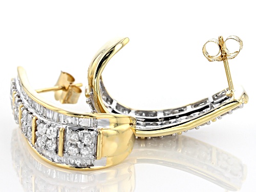 2.00ctw Round and Baguette White Diamond 10k Yellow Gold Earrings