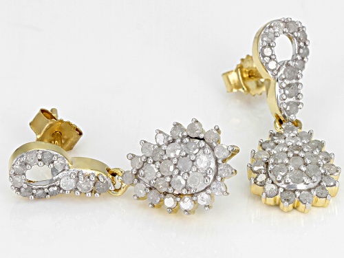 .80ctw Round White Diamond 10k Yellow Gold  Earrings