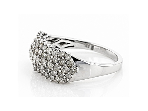 1.00ctw Round White Diamond 10k White Gold Wide Band Ring - Size 8