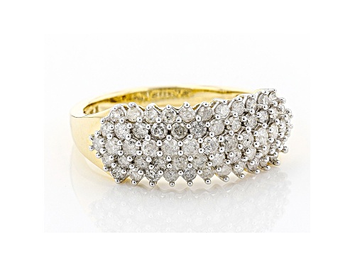 1.00ctw Round White Diamond 10k Yellow Gold Wide Band Ring - Size 6