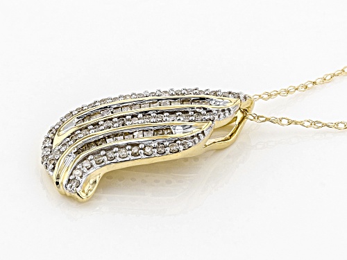 .30ctw Round and Baguette White Diamond 10k Yellow Gold Pendant With Chain