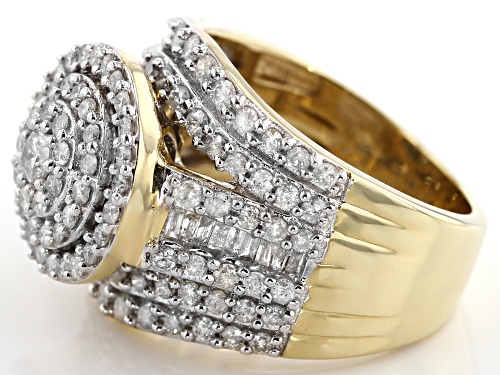 2.00ctw Round and Baguette White Diamond 10k Yellow Gold Ring - Size 6