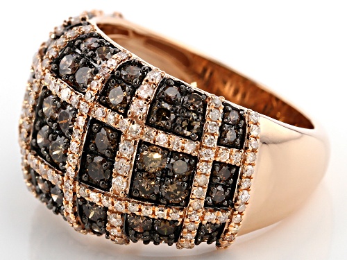 2.00ctw Round Champagne And White Diamond 10k Rose Gold Ring - Size 5