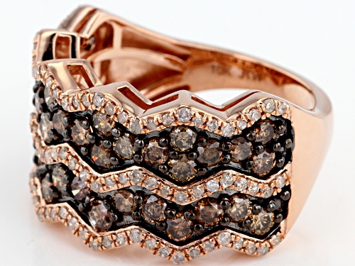 2.00ctw Round Champagne And White Diamond 10K Rose Gold Ring - Size 8