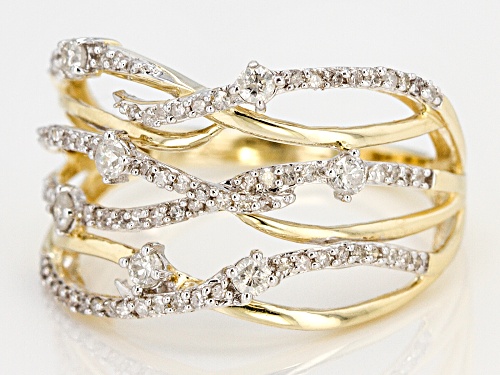 0.50ctw Round White Diamond 10k Yellow Gold Ring - Size 7