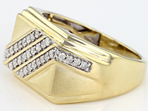 0.50ctw Round White Diamond 10k Yellow Gold Mens Ring - Size 11