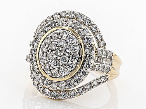 1.75ctw Round and Baguette White Diamond 10k Yellow Gold Ring - Size 6
