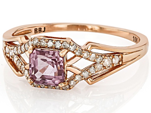 0.82ct Color Shift Garnet With 0.21ctw White Diamond 10k Rose Gold Ring - Size 6