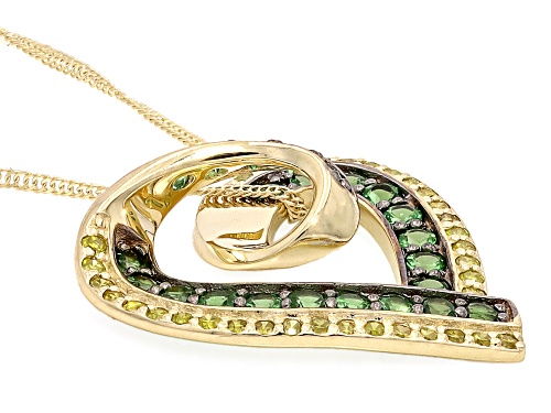 0.98ctw Tsavorite With 0.27ctw Yellow Diamond 10k Yellow Gold Pendant With Chain