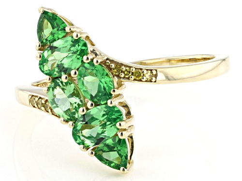 0.99ctw Tsavorite With 0.02ctw Yellow Diamond 10k Yellow Gold Ring - Size 9