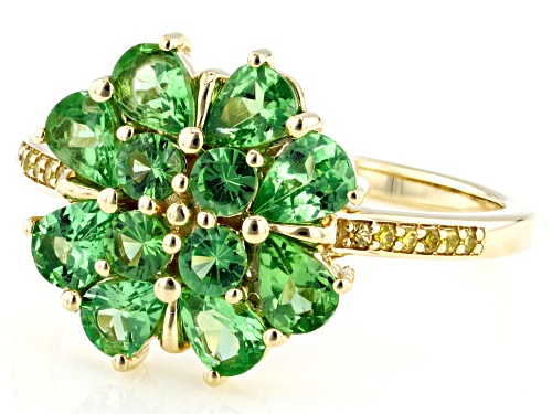 1.34ctw Tsavorite With 0.03ctw Yellow Diamond 10k Yellow Gold Ring - Size 6